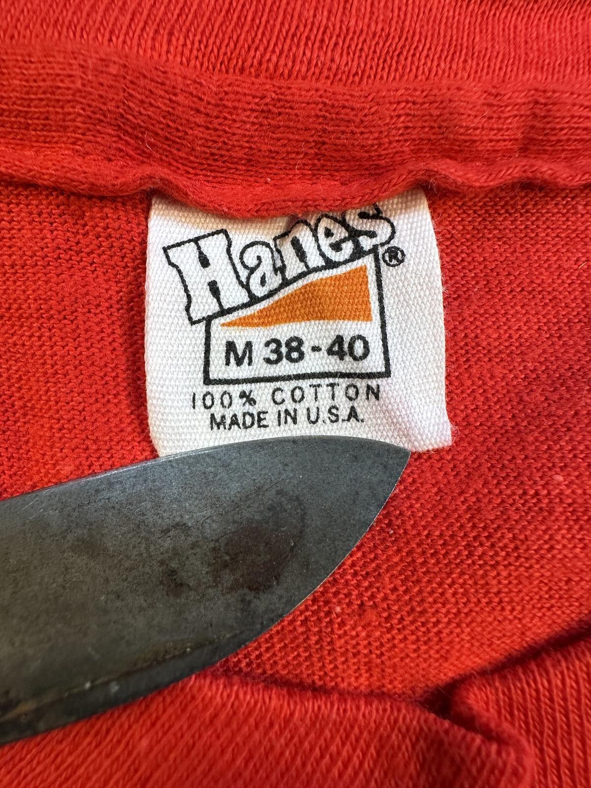 Vintage 70s Hanes Single Stitch tshirt red Medium blank made in usa cotton