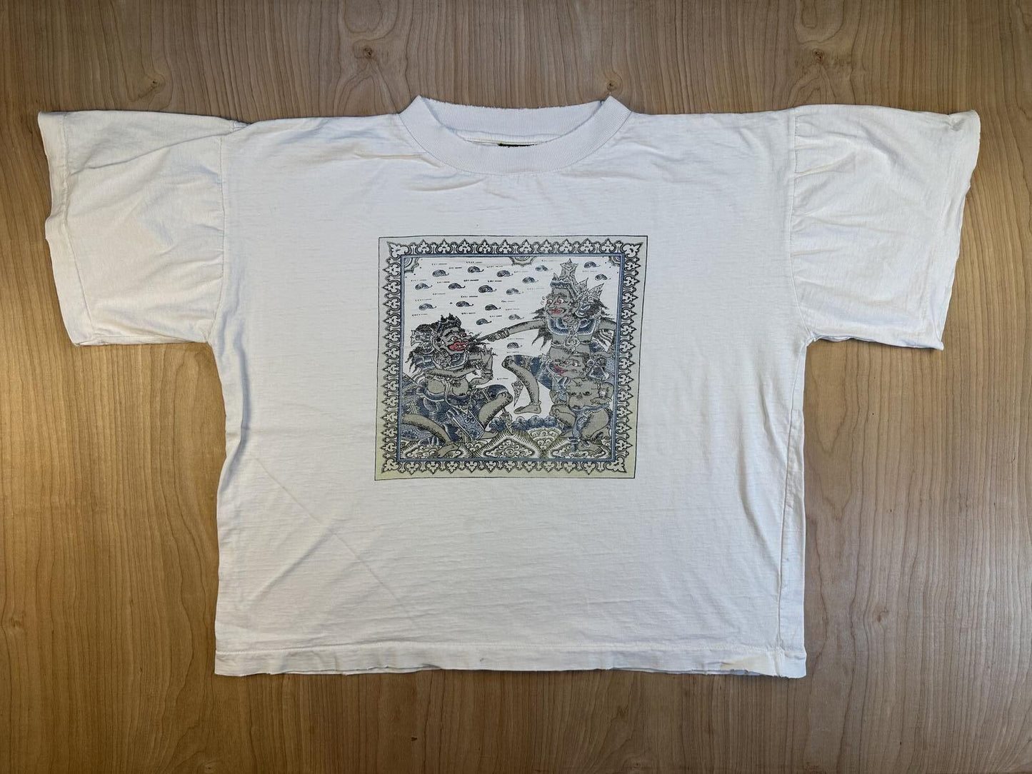 Vintage 90s Bali tshirt single stitch cropped handmade in indonesia cotton large