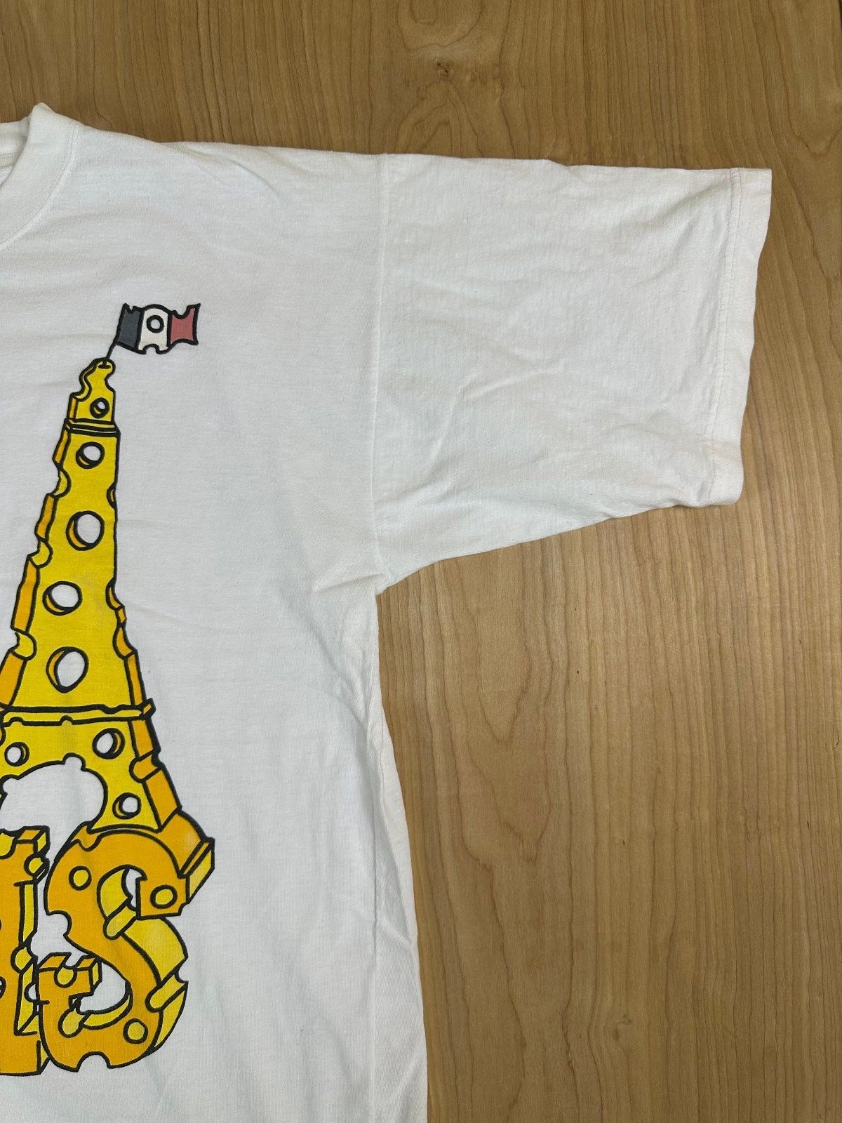 Vintage 90s Paris tshirt medium swiss cheese mouse eiffel tower france cotton