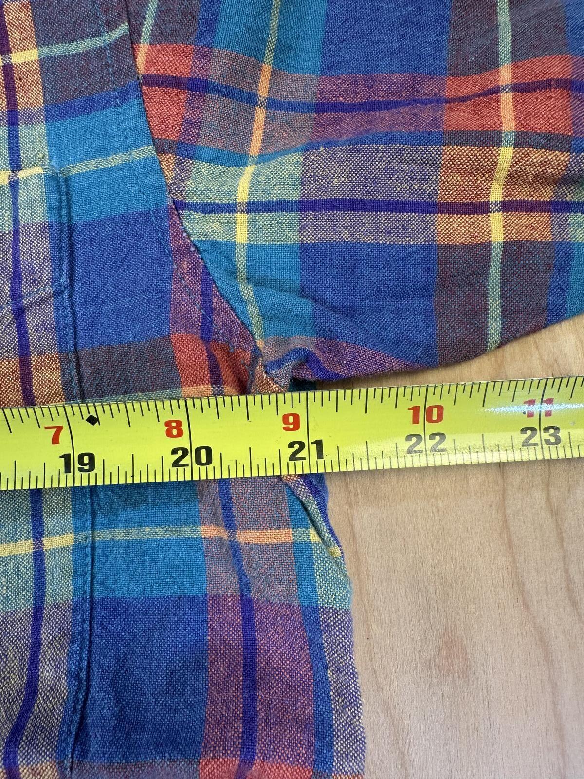Vintage 80s World Island short sleeve button up madras shirt 100% cotton medium
